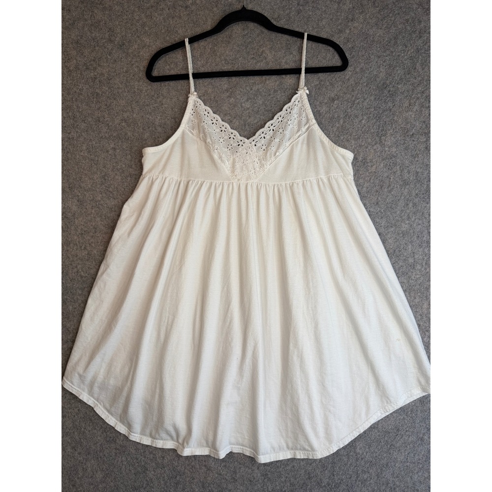 Y2K Victorias Secret Babydoll Mini Slip Dress Cami Top L White Eyelet Lace Fairy